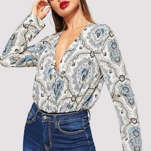 Kinsley Printed Bodysuit Blouse